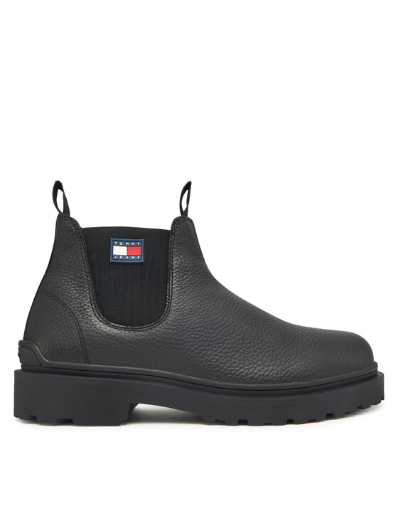 Tommy Jeans Jātnieku stila puszābaki Tommy Jeans Tjm Chelsea Leather Wl EM0EM01670 Melns