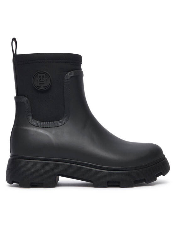 Tommy Hilfiger Гумени ботуши Tommy Hilfiger Th Stamp Warm Ankle Rain Boot FW0FW09544 Черен
