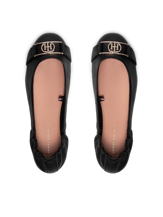 Tommy Hilfiger Балеринки Tommy Hilfiger Th Essential Leather Ballerina FW0FW06096 Черен