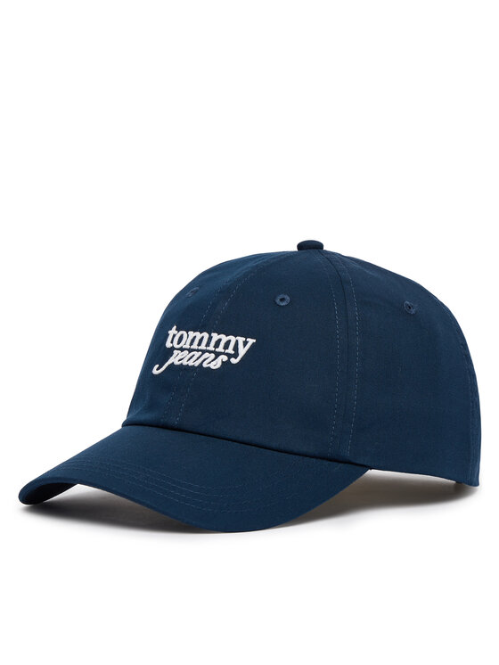 Tommy Jeans Cepure ar nagu Tommy Jeans Scri AW0AW18358 Tumši zils