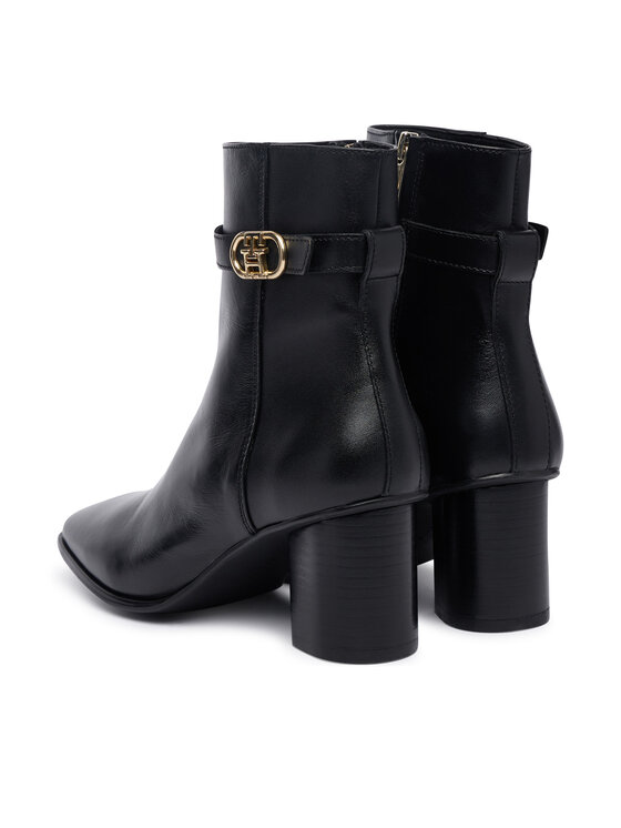 Tommy Hilfiger Μποτάκια Tommy Hilfiger Th Strap Leather Block Heel Boot FW0FW09488 Μαύρο