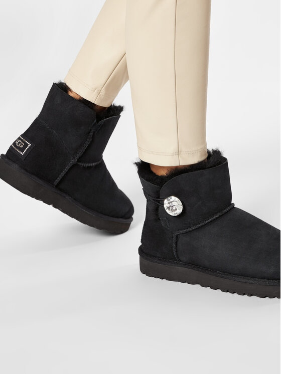 Stivali da neve Ugg W Mini Bailey Button Bling 1016554 Nero