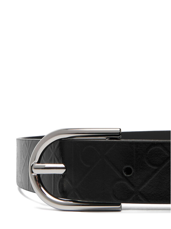 Calvin Klein Pasek Damski Calvin Klein Round Buckle Debossed LV04F7143G Czarny