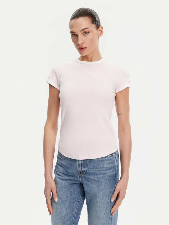 Tommy Hilfiger Tommy Hilfiger Majica WW0WW44581 Roza Slim Fit