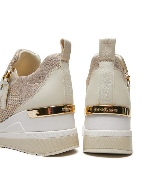 MICHAEL Michael Kors Снікерcи MICHAEL Michael Kors Wills Metallic Stretch Knit Trainer 43S3WIFS4D Бежевий