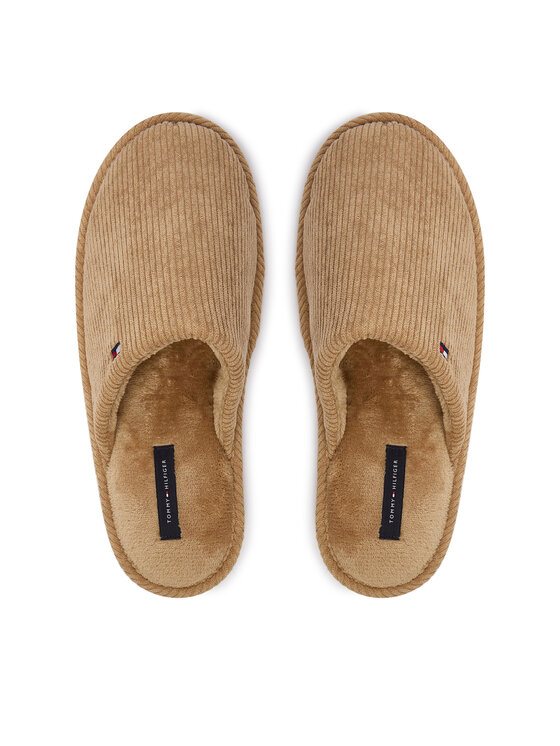 Tommy Hilfiger Bačkory Tommy Hilfiger Corduroy House Shoes FM0FM06019 Béžová