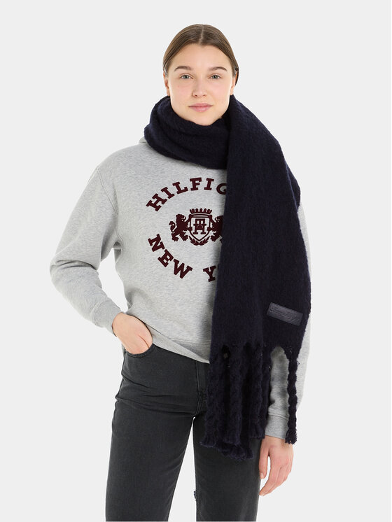 Tommy Hilfiger Šál Tommy Hilfiger Tommy Twist Scarf AW0AW15530 Tmavomodrá