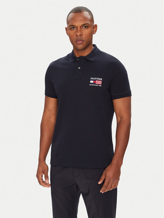 Tommy Hilfiger Tommy Hilfiger Polo marškinėliai Flag MW0MW39836 Tamsiai mėlyna Regular Fit
