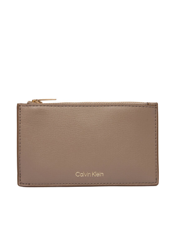 Calvin Klein Portafoglio Calvin Klein Foil Logo Top Zip Cardcase LV04F1090G Beige