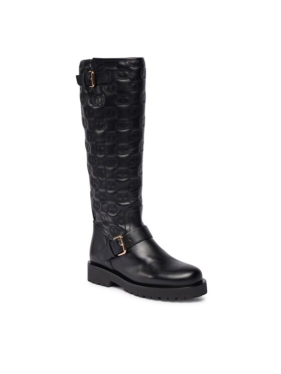 TWINSET Kozačky ve vojenském stylu TWINSET 232TCT058 Černá