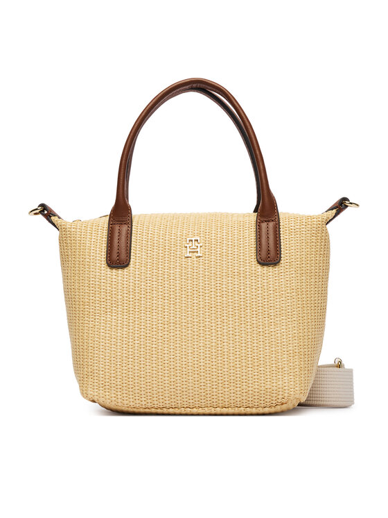 Tommy Hilfiger Τσάντα Tommy Hilfiger Popette Mini Tote Raffia AW0AW18523 Μπεζ
