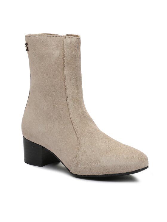 Tommy Hilfiger Polokozačky Tommy Hilfiger Th Feminine City Suede Bootie FW0FW07536 Béžová
