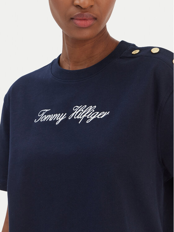 Tommy Hilfiger Tommy Hilfiger Camiseta Script WW0WW47819 Azul marino Regular Fit