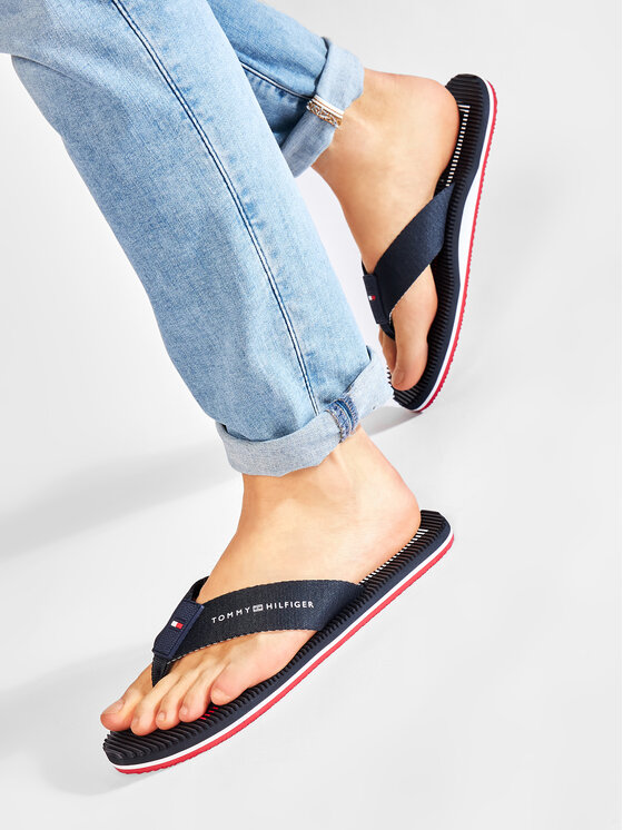 Tommy Hilfiger Flip-flops Tommy Hilfiger Massage Footbed Th Beach Sandal FM0FM02695 Sötétkék