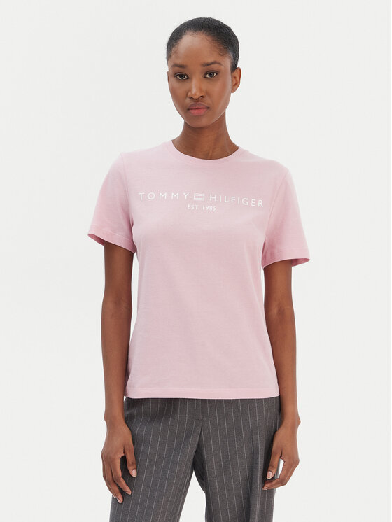 Tommy Hilfiger Tommy Hilfiger Camiseta Logo WW0WW40276 Rosa Regular Fit