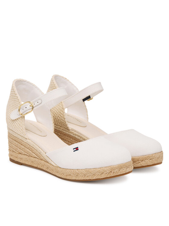 Tommy Hilfiger Espadrillas Tommy Hilfiger Mid Wedge Espad Closed Toe FW0FW09233 Écru