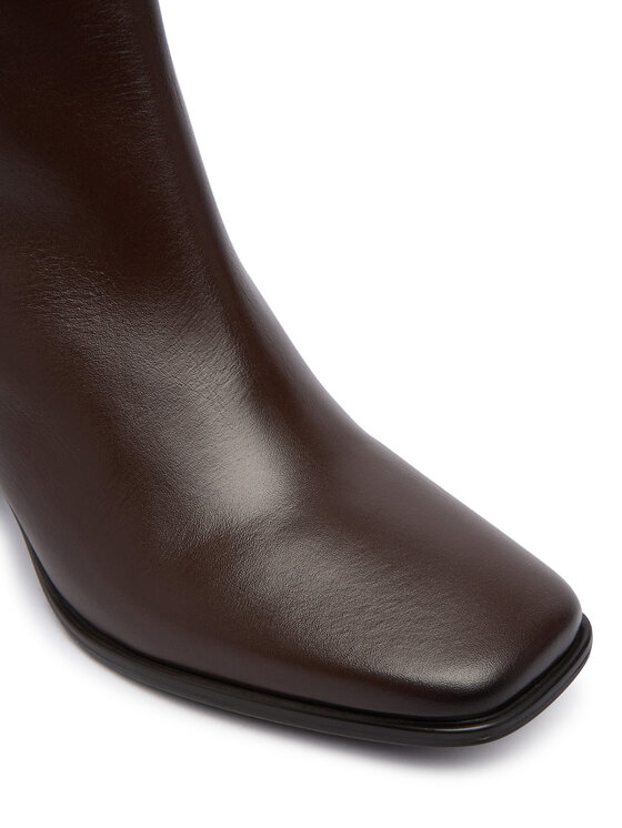 Tommy Hilfiger Členková obuv Tommy Hilfiger Th Strap Leather Block Heel Boot FW0FW09488 Hnedá