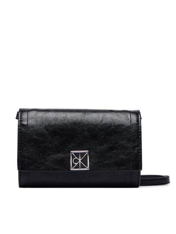 Calvin Klein Дамска чанта Calvin Klein Emblem Wallet On Strap LV04F1218G Черен