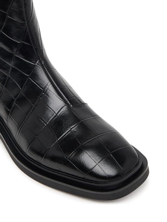 Calvin Klein Botki Calvin Klein Square Ankle Boot Zip Croc Lth HW0HW03185 Czarny
