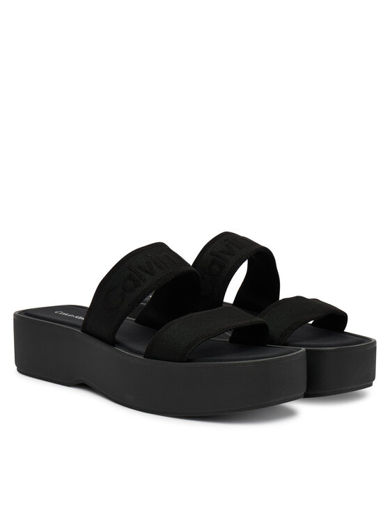Calvin Klein Papucs Calvin Klein Flatform Sndl Webbing HW0HW02878 Fekete