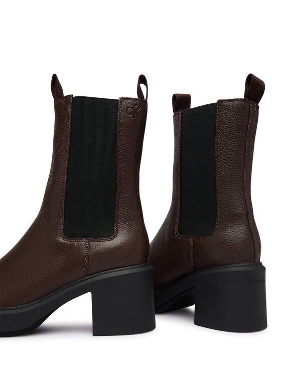 Calvin Klein Bokacsizma Calvin Klein Block Heel Chelsea Boot Lth HW0HW03694 Sötétbarna