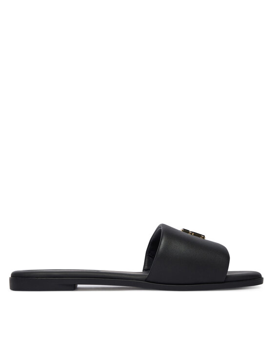 Tommy Hilfiger Klapki Tommy Hilfiger Th Logo Hardware Leather Mule FW0FW09292 Czarny
