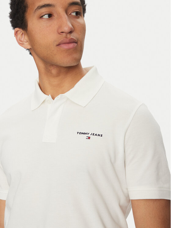 Tommy Jeans Tommy Jeans Polo majica Linear DM0DM20914 Bela Regular Fit