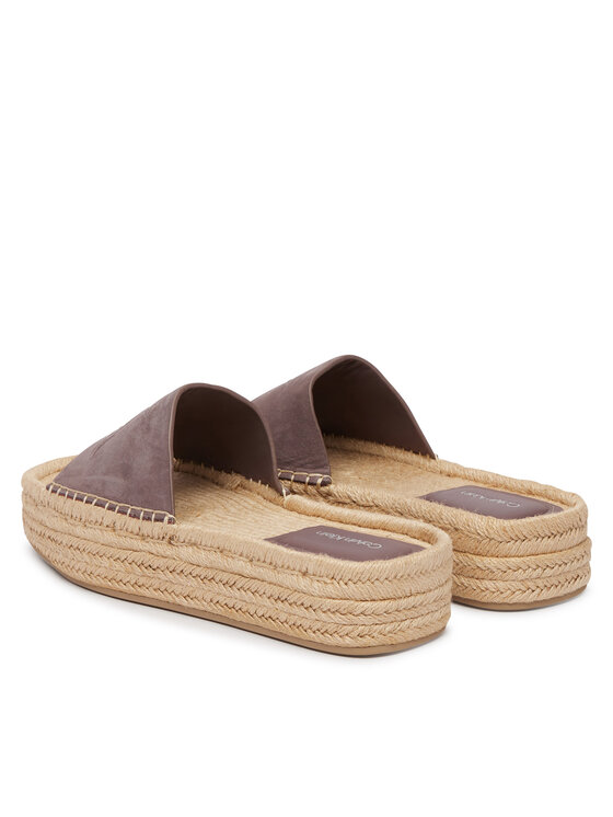 Calvin Klein Еспадрили Calvin Klein Flatf Espa Mule Nub Mg HW0HW02890 Кафяв