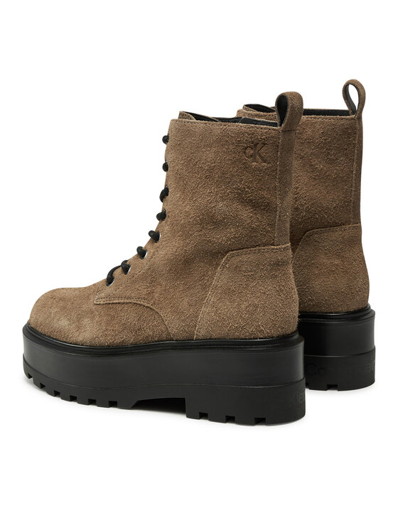 Calvin Klein Jeans Outdoorová obuv Calvin Klein Jeans Flatform Zip Laceup Mg S YW0YW01554 Hnedá