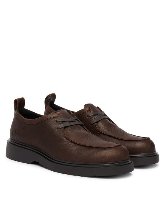 Calvin Klein Polobotky Calvin Klein Combat Apron Laceup Tu Lth HM0HM02245 Tmavě hnědá
