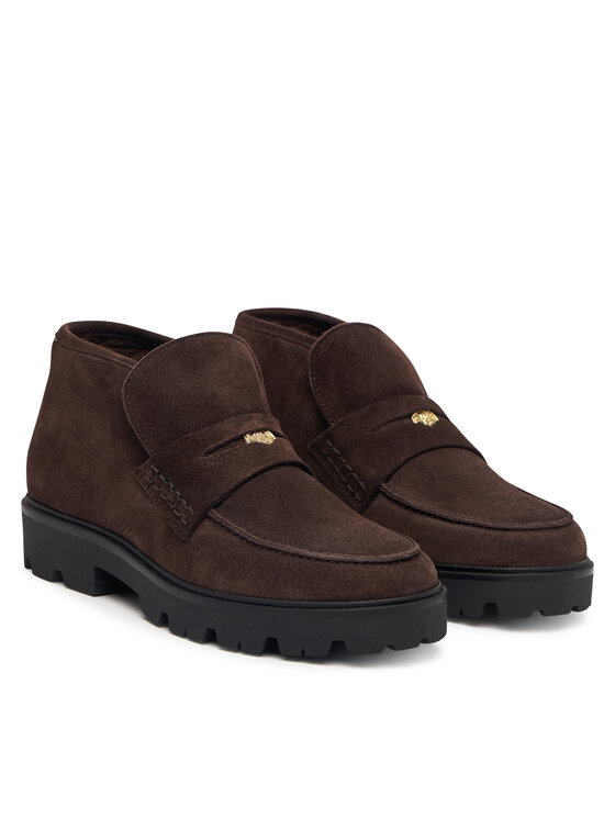 Tommy Hilfiger Polokozačky Tommy Hilfiger Th Enamel Charm Loafer Boot FW0FW09680 Hnědá