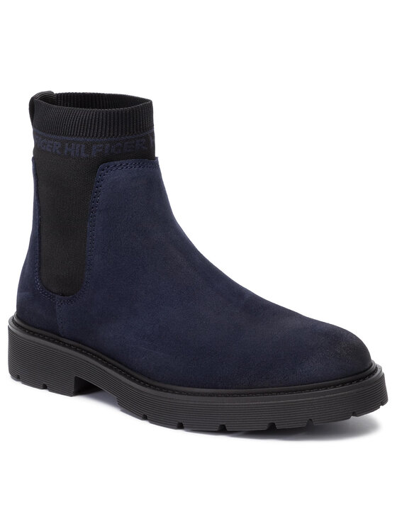 Tommy Hilfiger Ilgaauliai Tommy Hilfiger Suede Cleated Chelsea Boot FM0FM02532 Tamsiai mėlyna