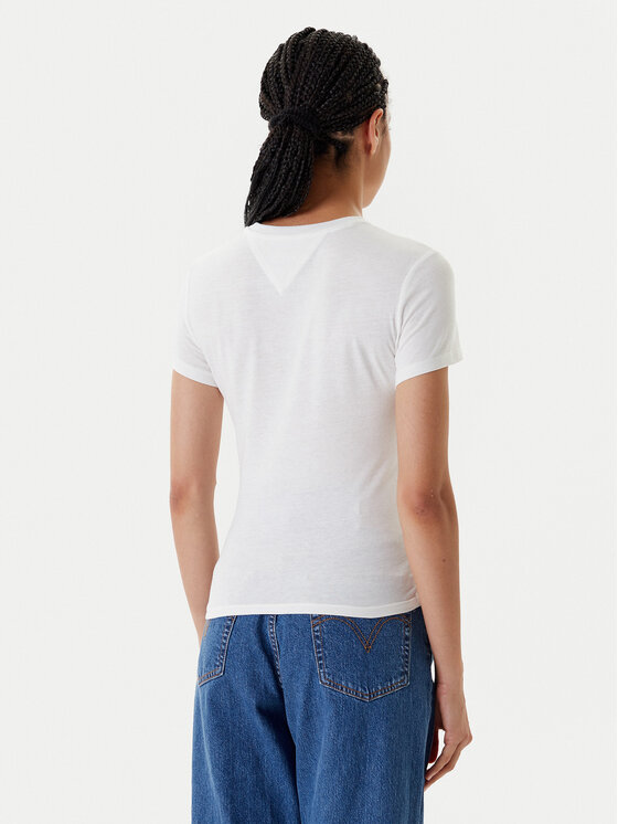 Tommy Jeans Tommy Jeans Majica Essential DW0DW20913 Bela Slim Fit