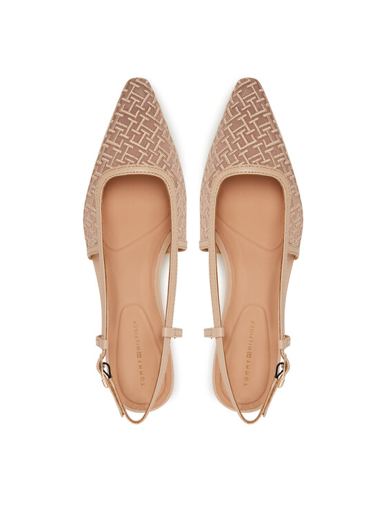 Tommy Hilfiger Czółenka Tommy Hilfiger Mono Squared Toe Kitten Slingb FW0FW08746 Beżowy