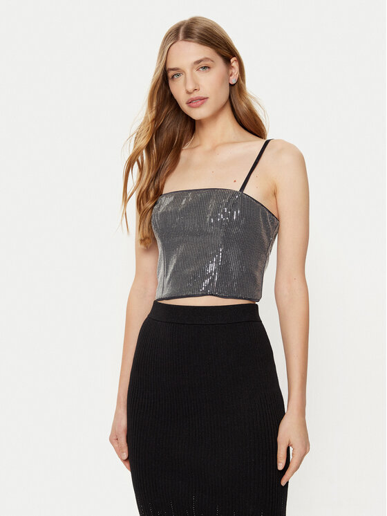 Guess Guess Felső W5RH0G WGX40 Ezüst Slim Fit