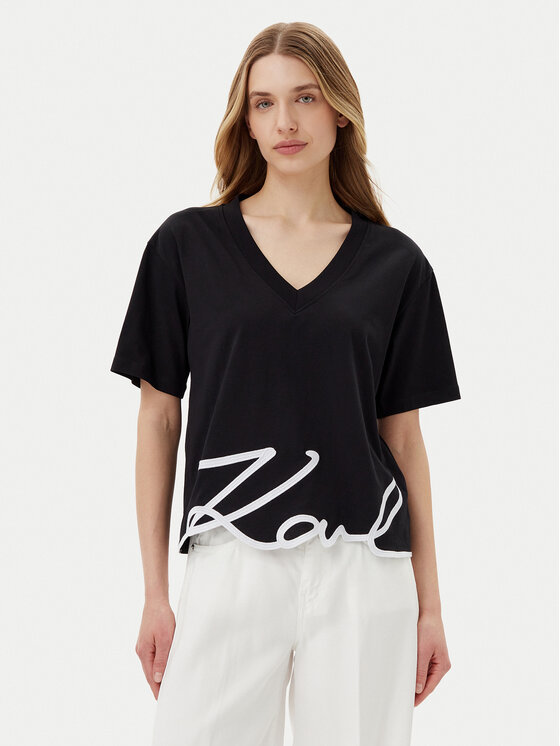 KARL LAGERFELD KARL LAGERFELD Majica A2W17104 Črna Relaxed Fit