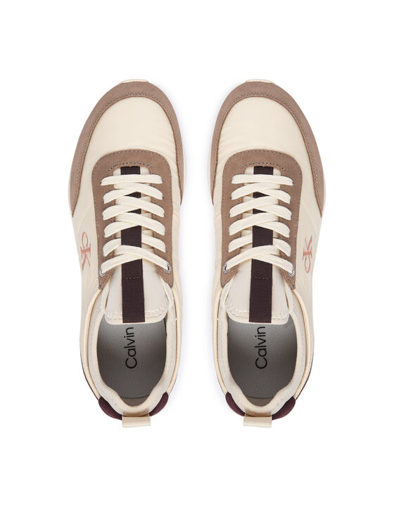 Calvin Klein Laisvalaikio batai Calvin Klein Retro Runner Lace Up Sock YW0YW02060 Kreminė