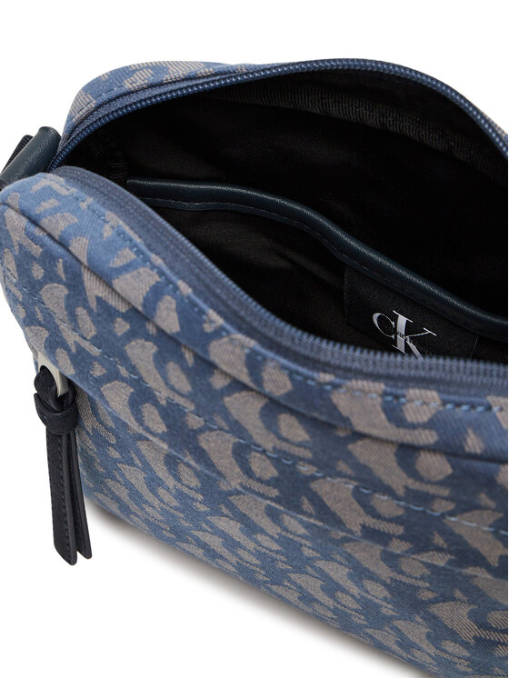 Calvin Klein Crossover torbica Calvin Klein Slouched Monogram Mini Zip Fligh LV04G3175G Svijetlo plava