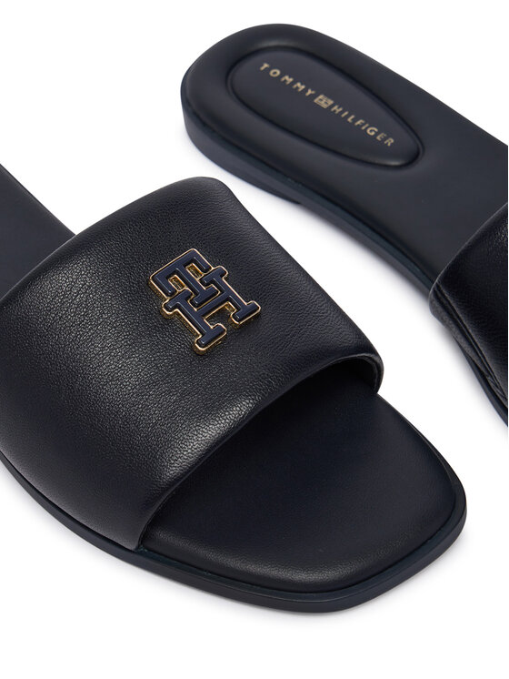 Tommy Hilfiger Natikači Tommy Hilfiger Th Logo Hardware Leather Mule FW0FW09292 Mornarsko modra