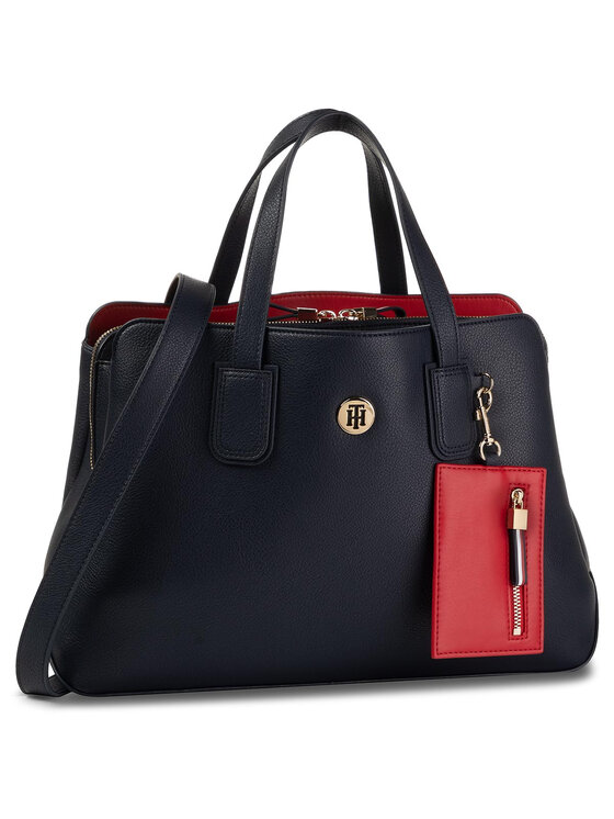 Tommy Hilfiger Ročna torba Tommy Hilfiger Charming Tommy Med Work Bag AW0AW07313 Mornarsko modra
