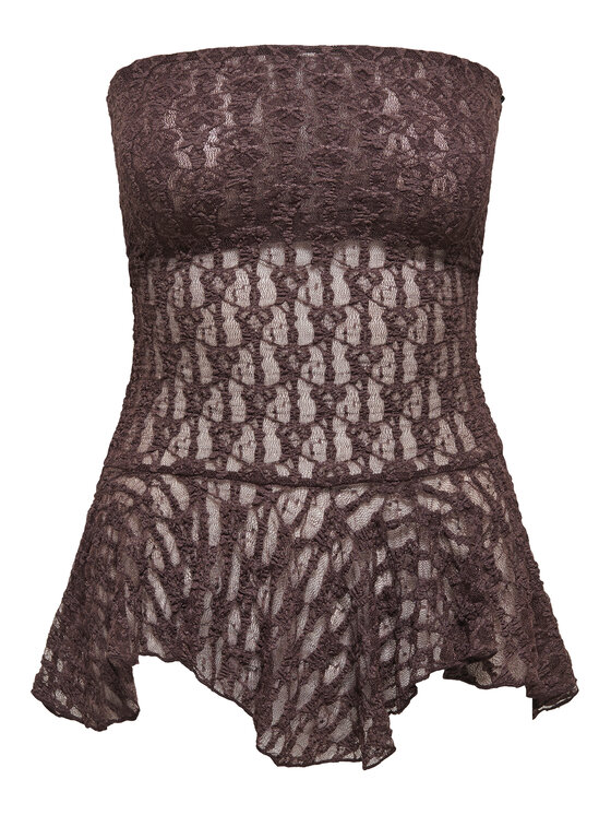 ONLY ONLY Top Aya 15375823 Marrón oscuro Slim Fit