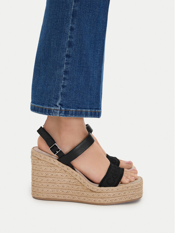 Calvin Klein Espadrilky Calvin Klein Wedge Espad 70 Webbing Lth HW0HW02901 Černá