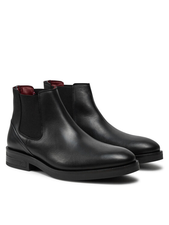 Tommy Hilfiger Členková obuv s elastickým prvkom Tommy Hilfiger Premium Hilfiger Tl Lth Chelsea FM0FM05185 Čierna