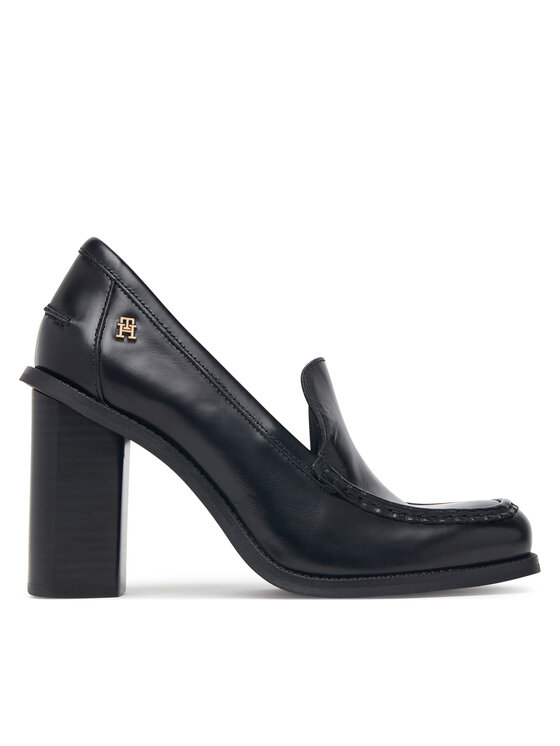 Tommy Hilfiger Polobotky Tommy Hilfiger Square Toe Heeled Loafer FW0FW09493 Černá