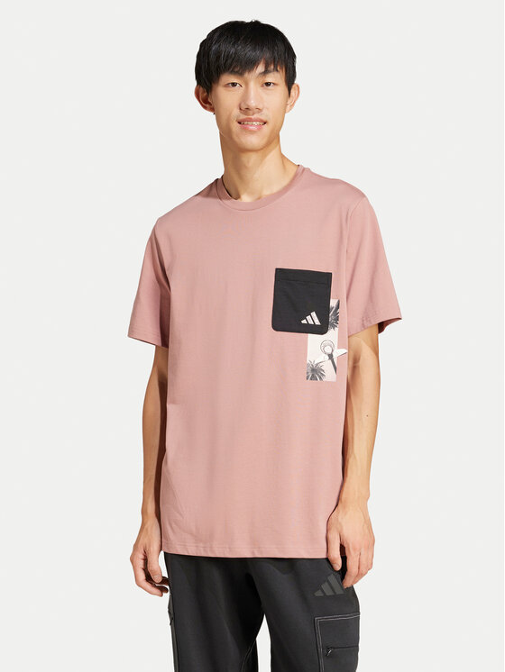 adidas adidas T-shirt Lens Elevated Pocket Graphic JJ3927 Ružičasta Loose Fit