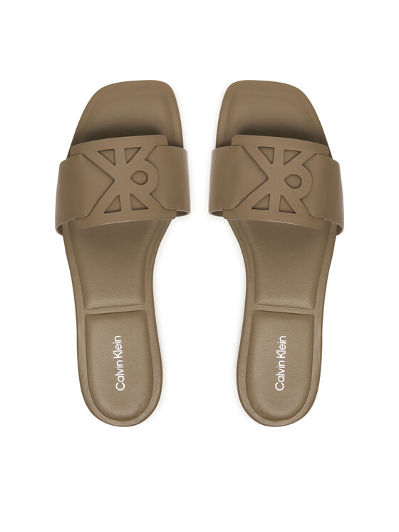 Calvin Klein Šľapky Calvin Klein Square Flat Sandal Emblem HW0HW03128 Béžová