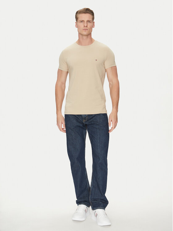 Tommy Hilfiger Tommy Hilfiger T-shirt MW0MW10800 Bež Slim Fit