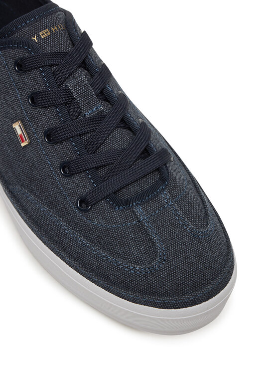 Tommy Hilfiger Laisvalaikio batai Tommy Hilfiger Washed Canvas Vulc Sneaker FW0FW08894 Tamsiai mėlyna