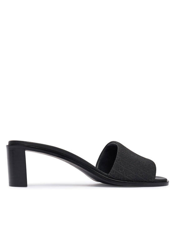 Calvin Klein Şlapi Calvin Klein Block Heel Sandal Aop HW0HW03016 Negru