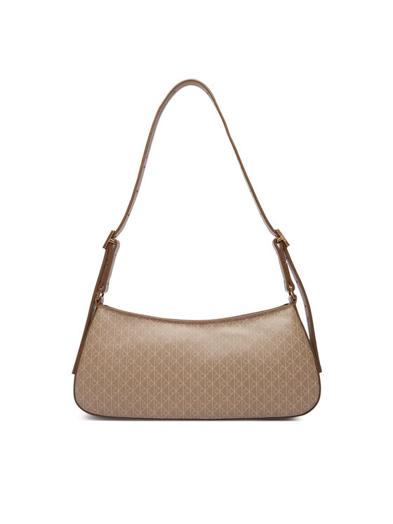 Calvin Klein Geantă Calvin Klein Emblem Aop Small Shoulder Bag LV04F3324G Bej